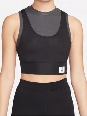 Jordan Black Mesh Cropped Sports Bra